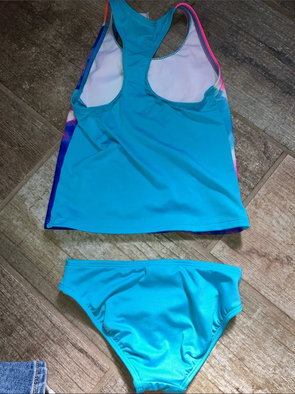 LANDS END GIRLS Tie-Dye Tankini Swim Set